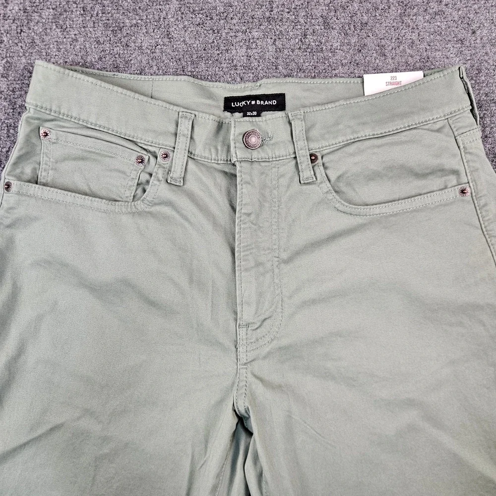 $99 Lucky Brand 223 Straight Leg Advanced Stretch Pants Green Mens 32x30 NEW